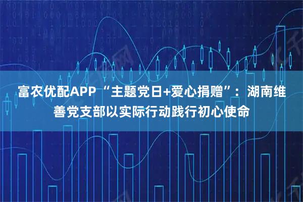 富农优配APP “主题党日+爱心捐赠”：湖南维善党支部以实际行动践行初心使命