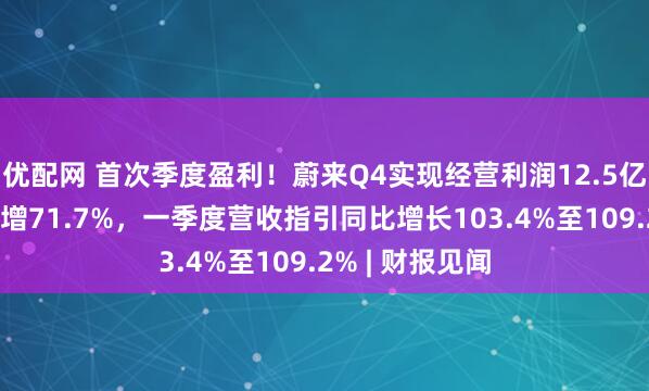 优配网 首次季度盈利！蔚来Q4实现经营利润12.5亿元，交付量大增71.7%，一季度营收指引同比增长103.4%至109.2% | 财报见闻